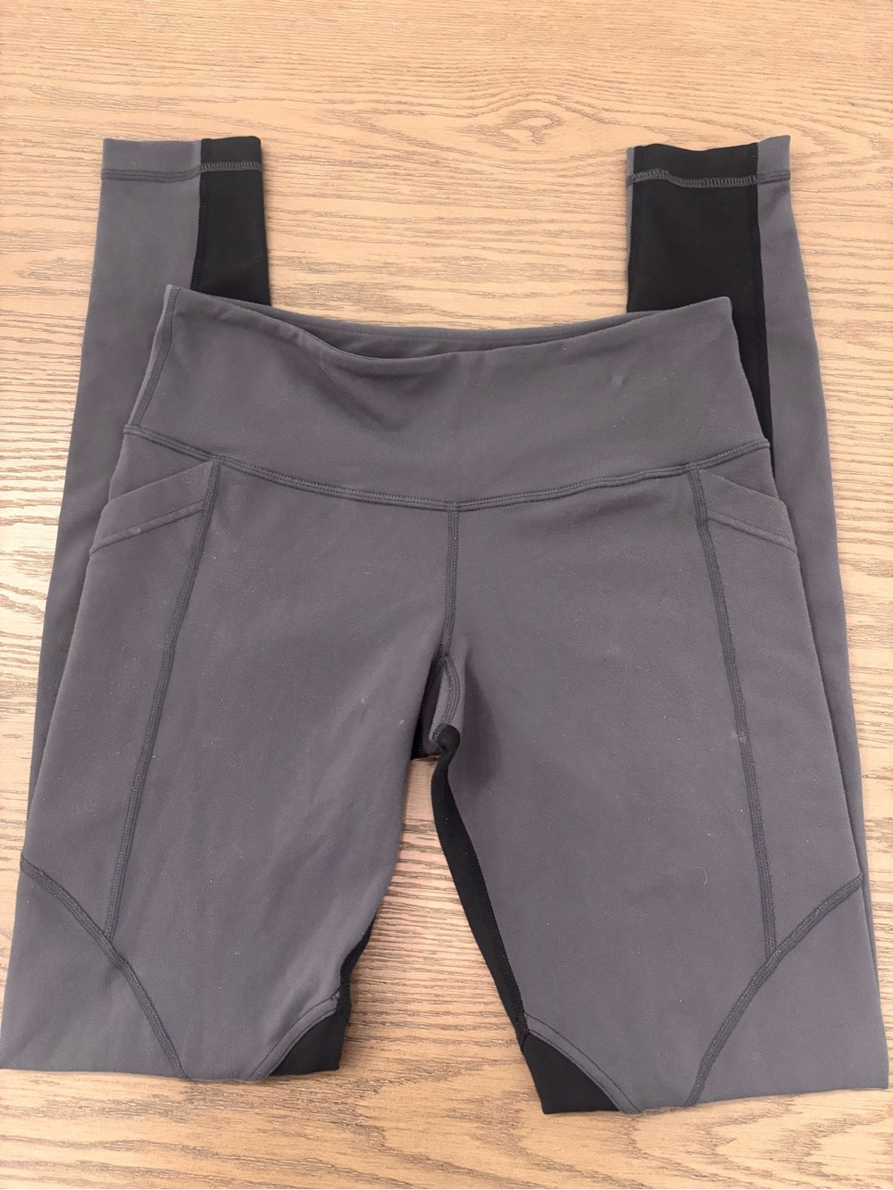 lululemon athletica Gray Leggings with Black Side Panels